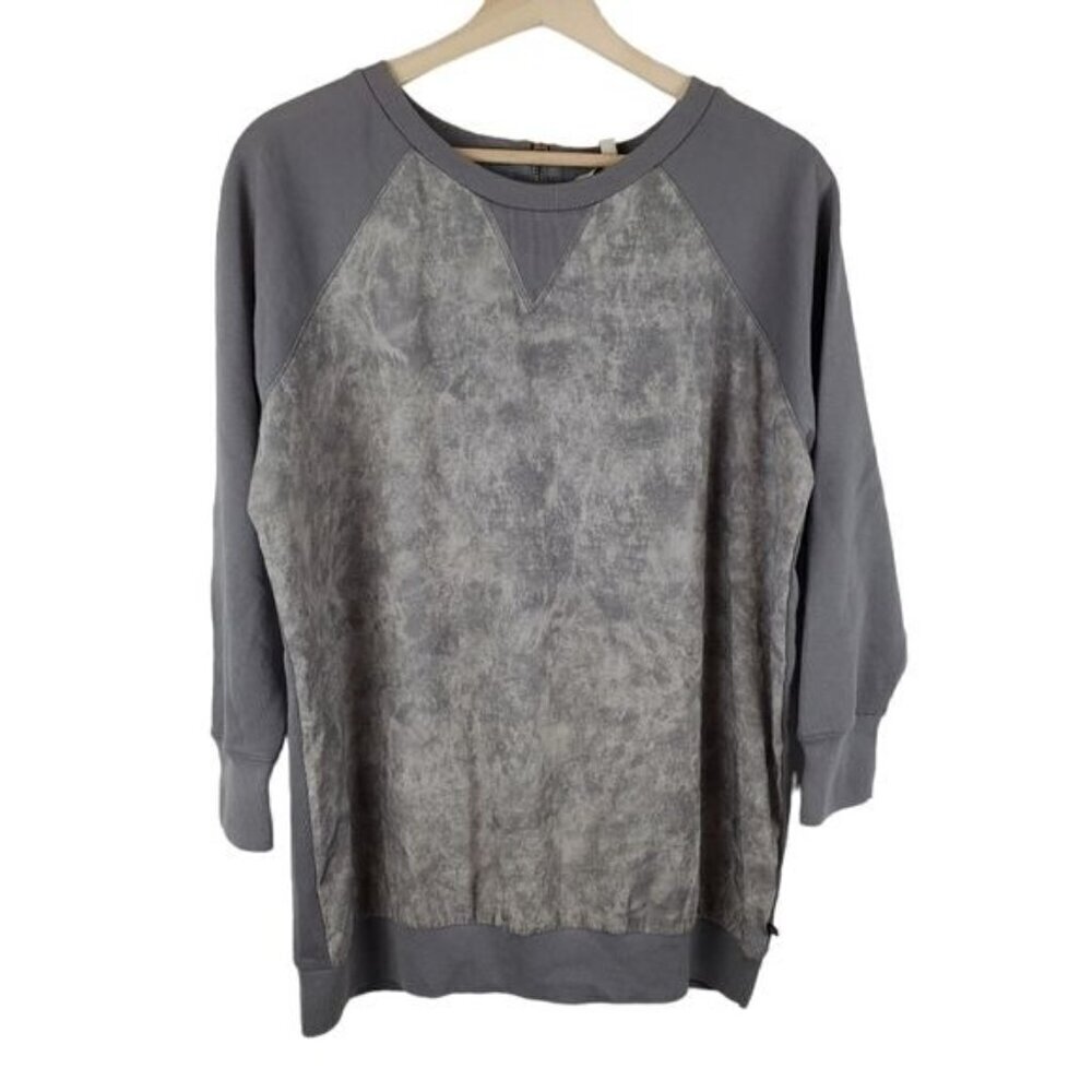 Calvin Klein Sweatshirt‎ Womens Medium Gray Zipper Mixed Media Athleisure